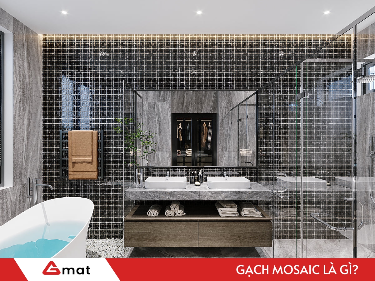 Gạch mosaic cho không gian nhà tắm đẹp sang