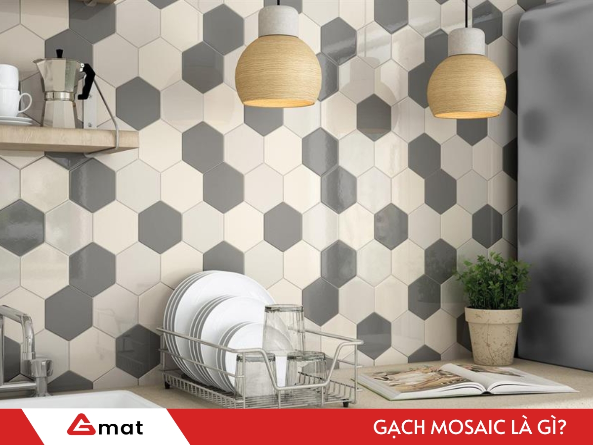Gạch mosaic lục giác có dạng hình học khá độc đáo thích hợp cho việc lát sàn, ốp tường