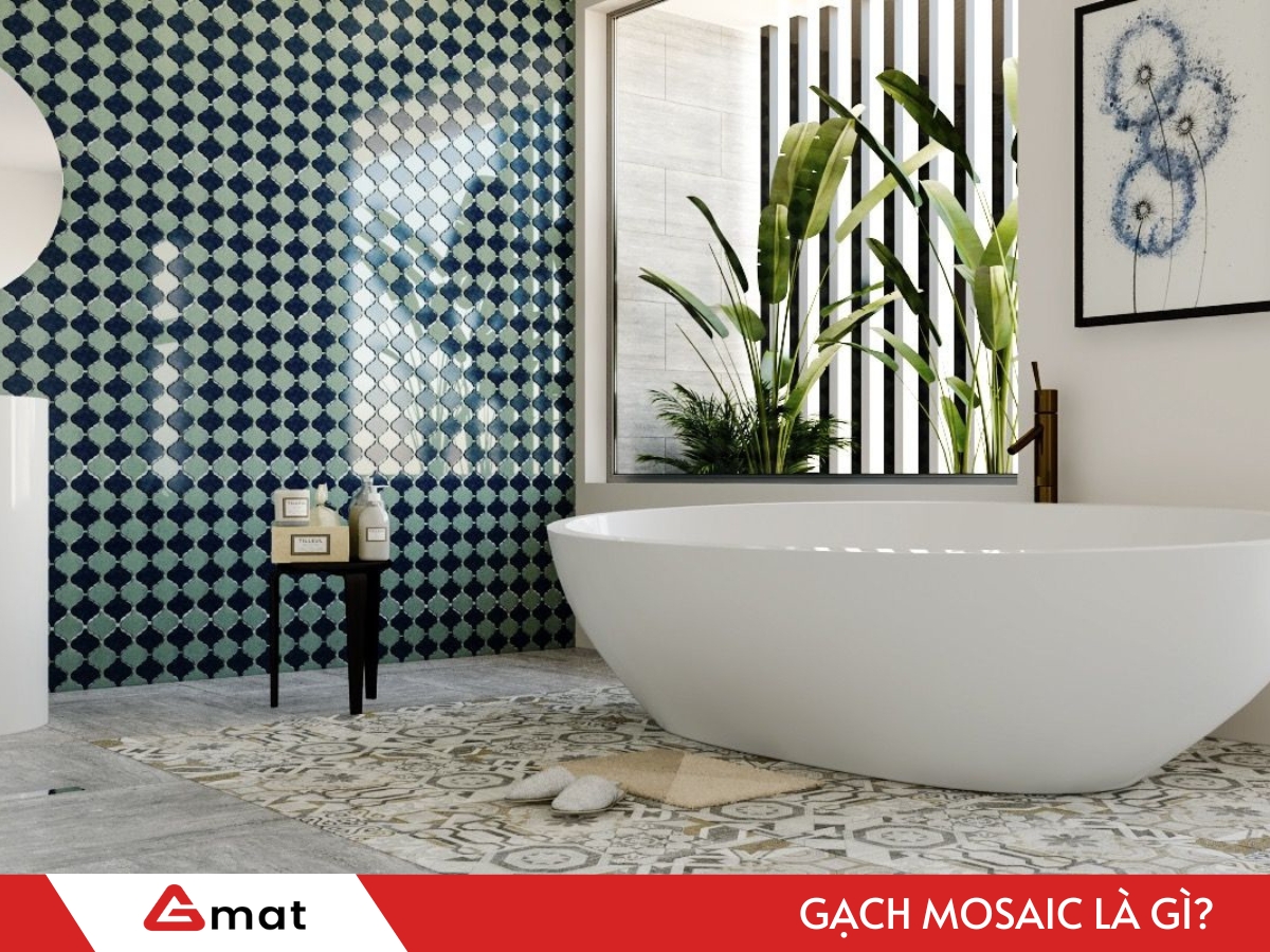 Mẫu gạch mosaic vuông ốp nhà tắm đẹp